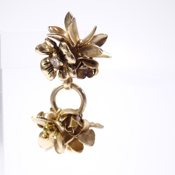 NWT Banana Republic Women's Double Brass Metal Flower Stud EARRINGS NWT 48 - Picture 7 of 7